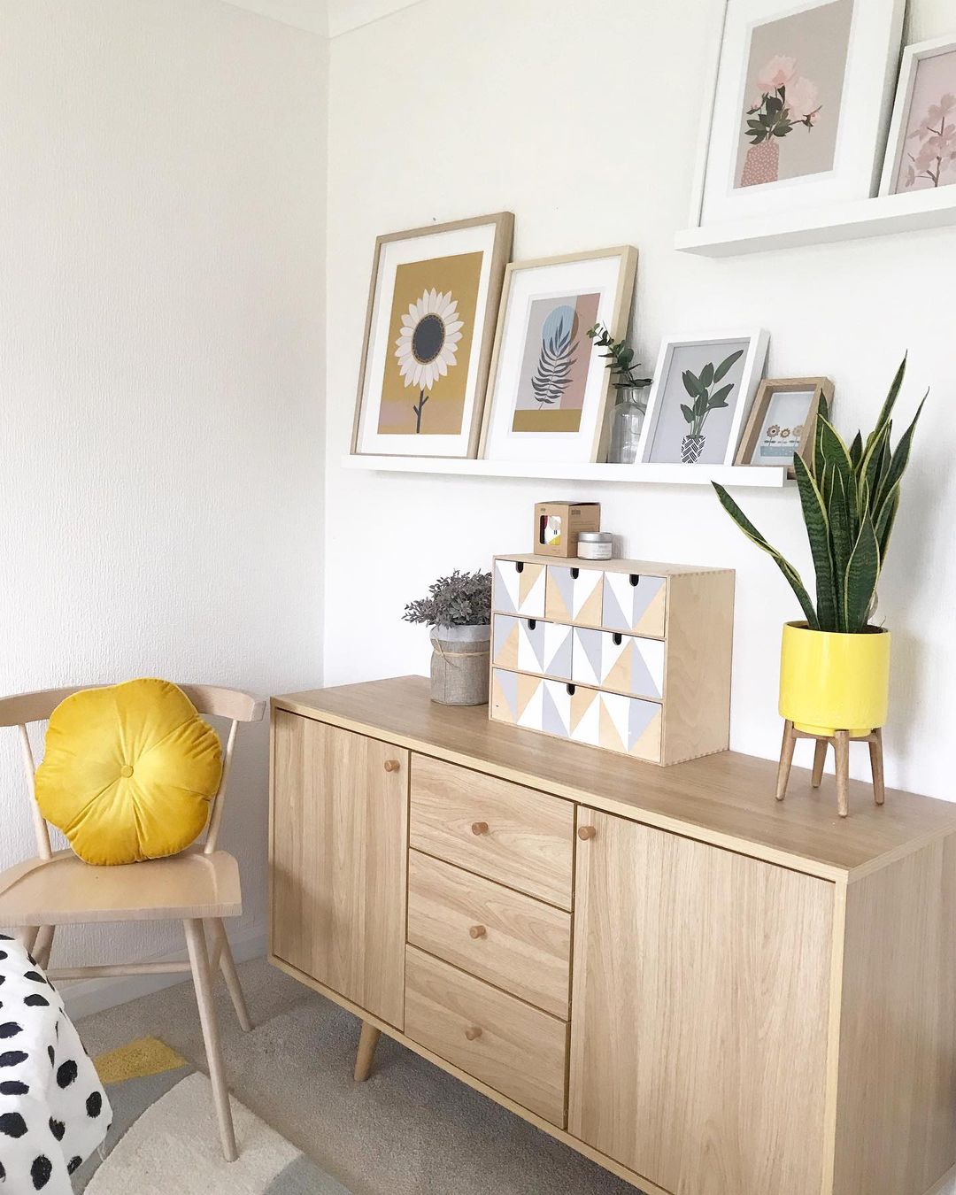 Bright and Cheerful Corner with Colorful Picture Ledge Display