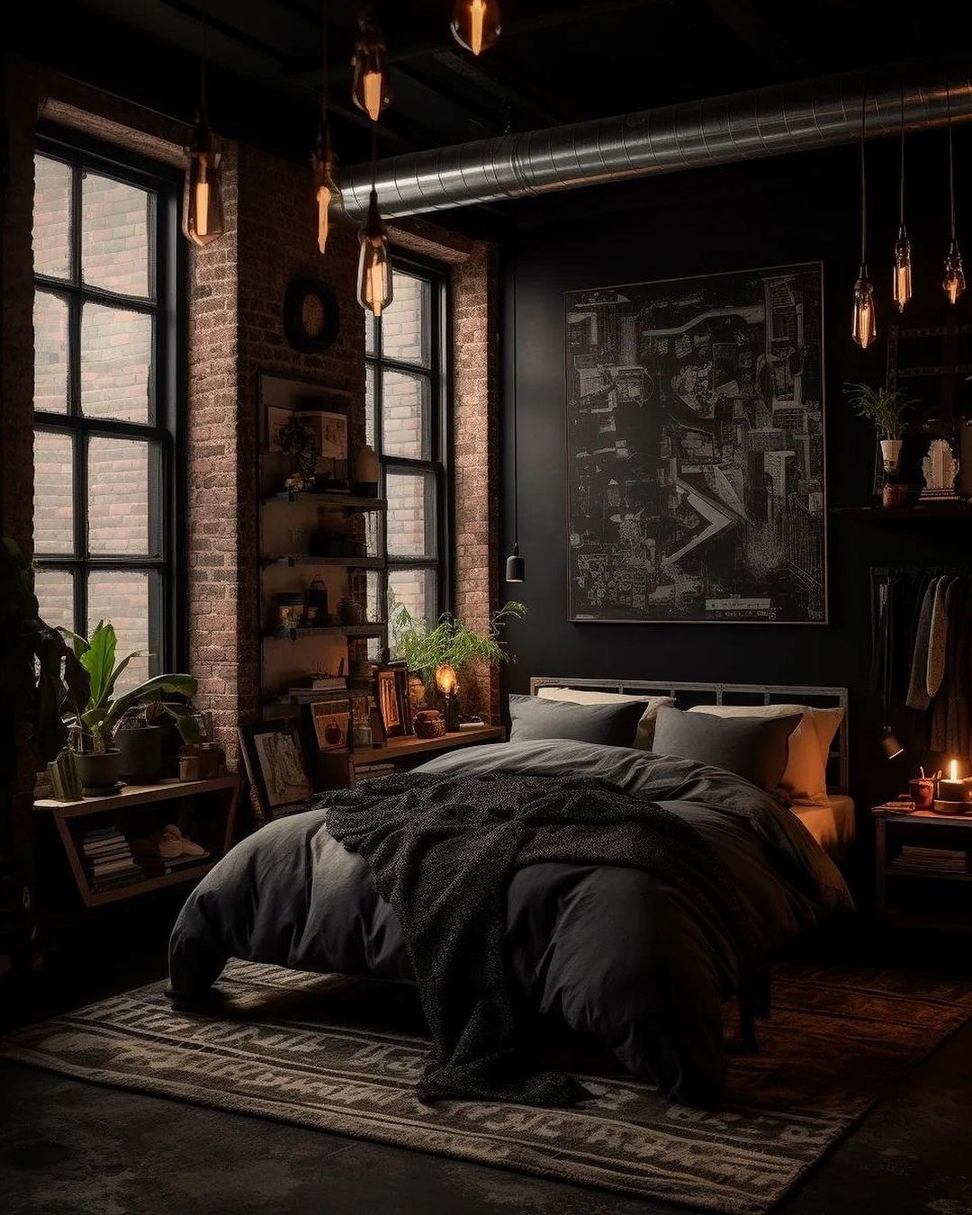 Brown Accented Black Room