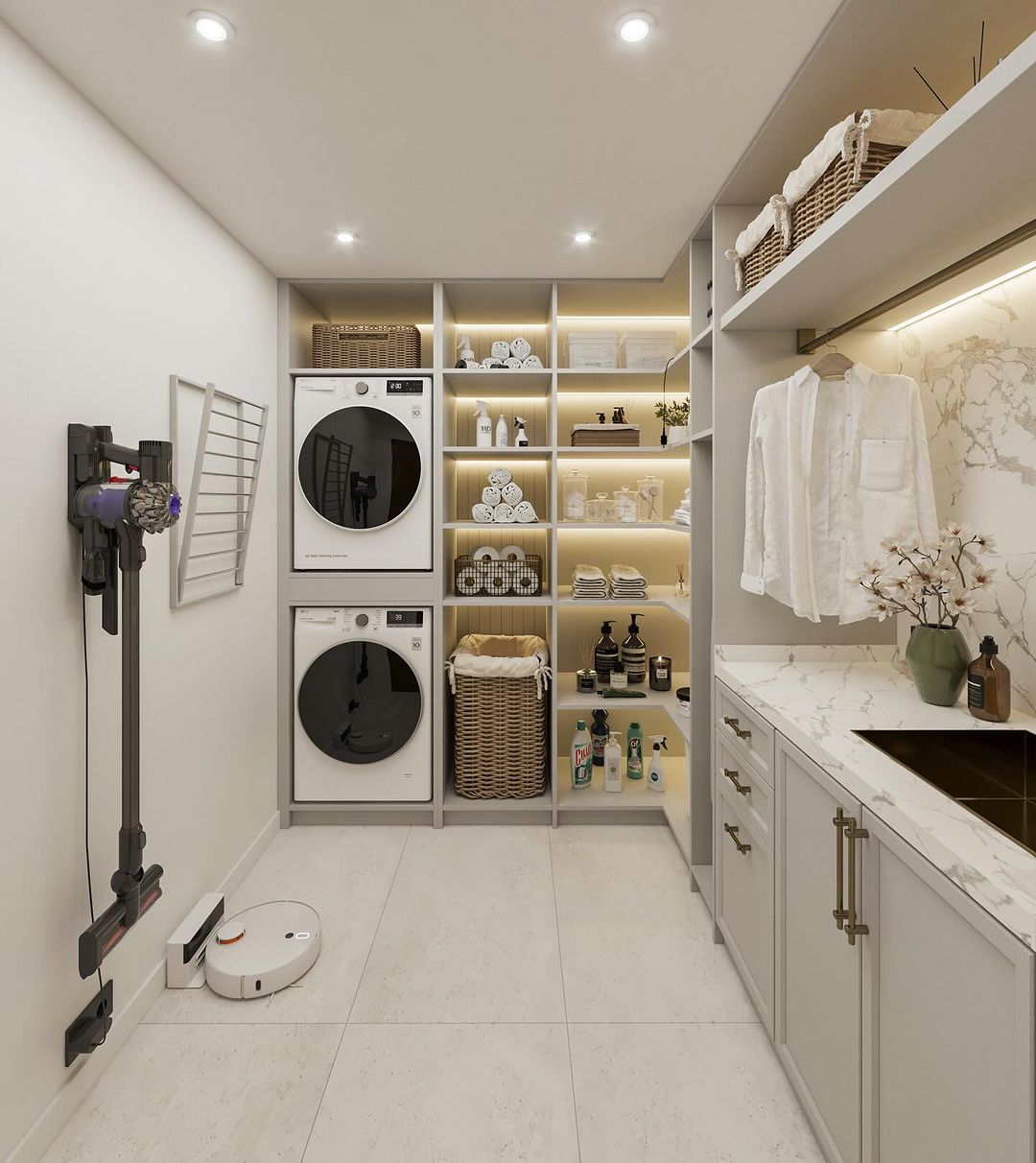 Luxe Organization with Illuminated Shelving