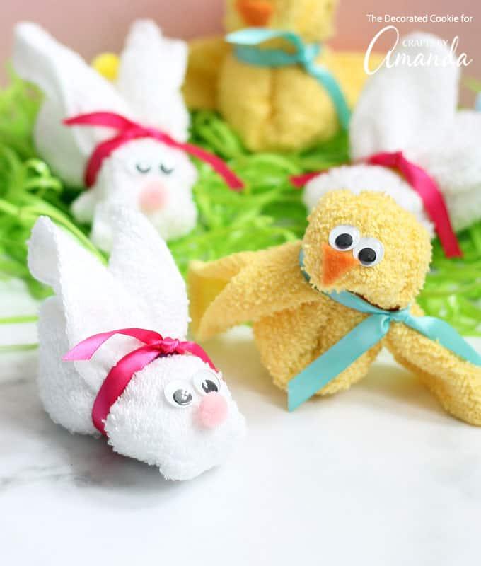 Bunny and Chick Washcloth Crafts