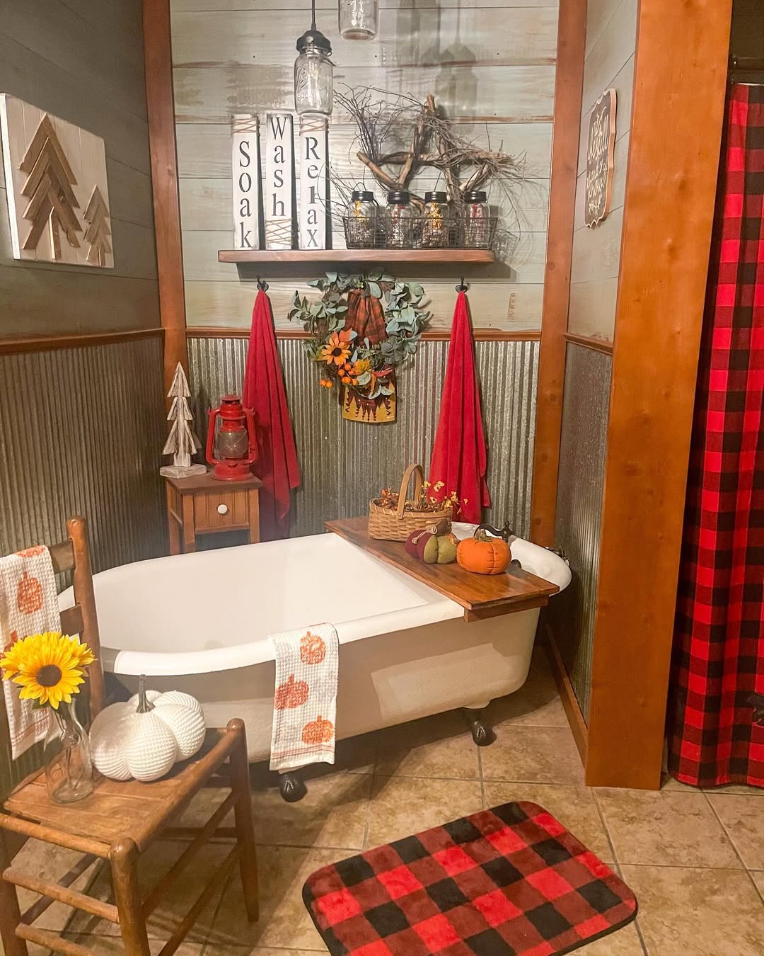 Cabin Style Rustic Fall Bathroom