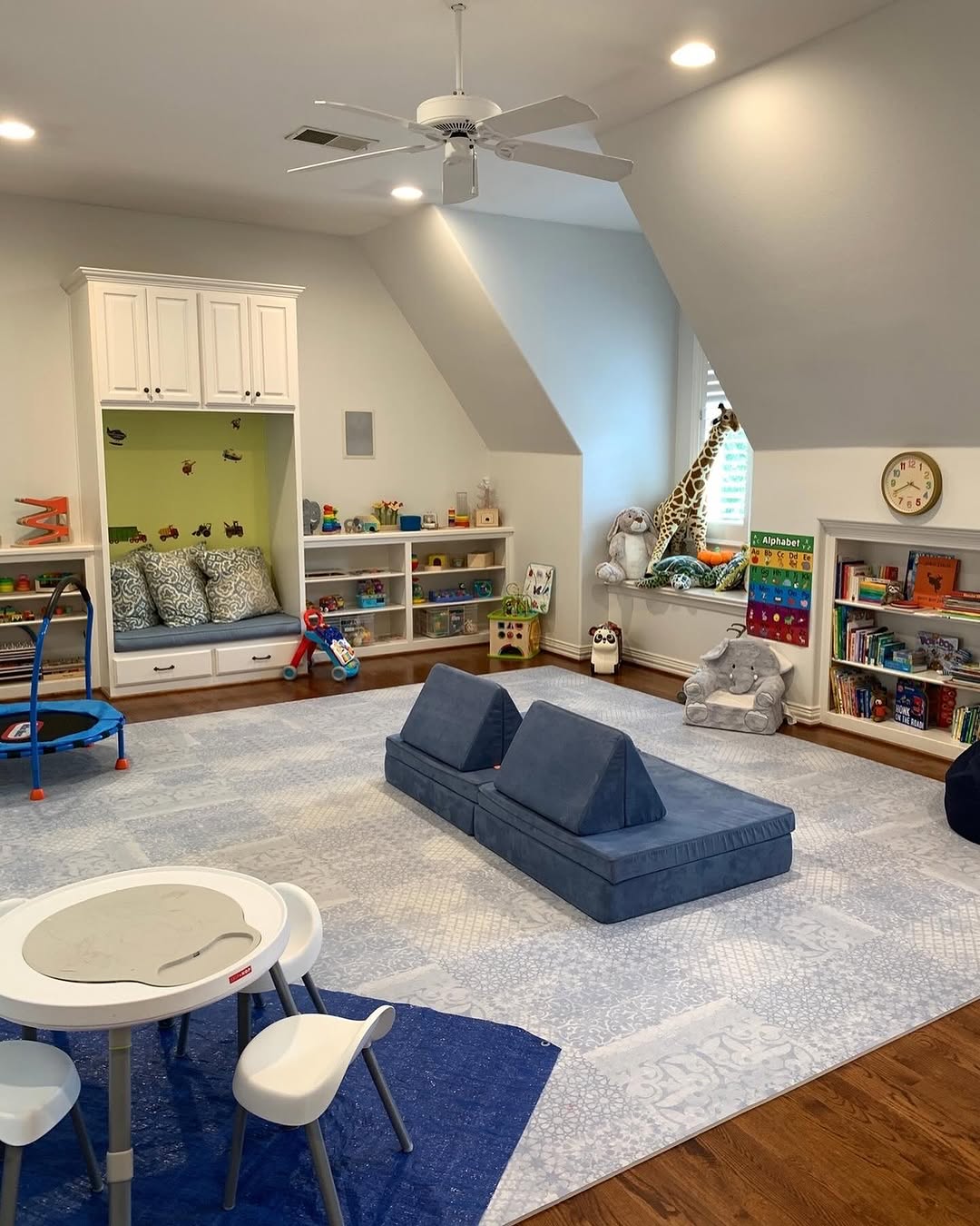 Functional Playroom With Calm Blue Accents
