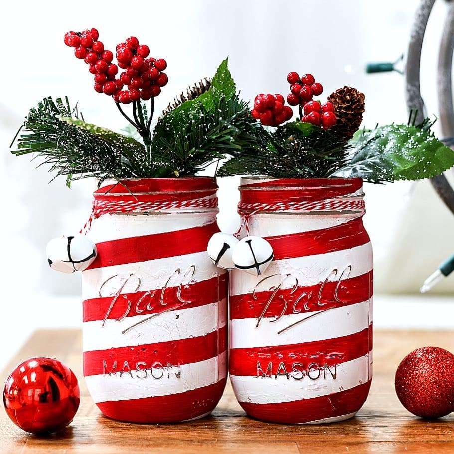 candy cane christmas mason jar crafts