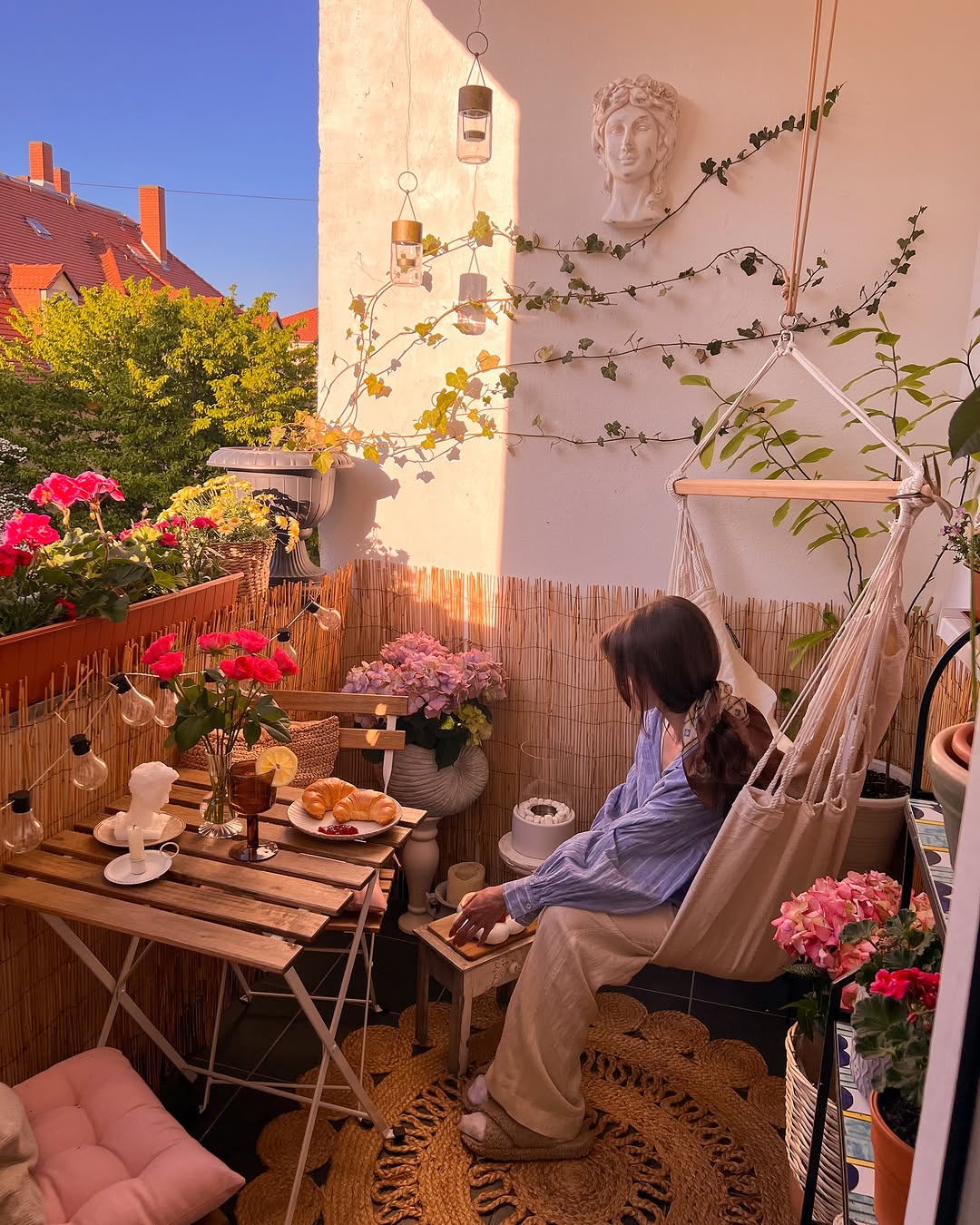 Hanging Chair Paired With Bistro Table