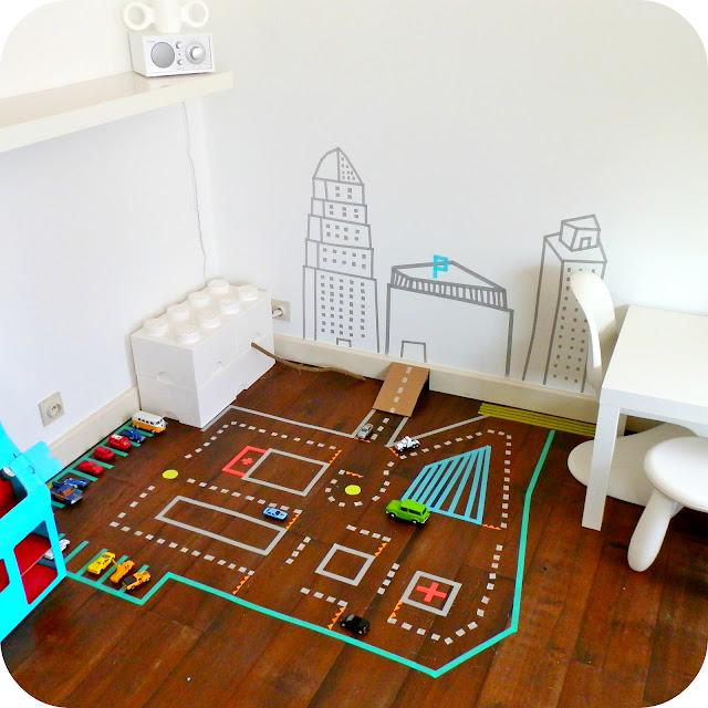 Car Track Made with Washi Tape for Kids