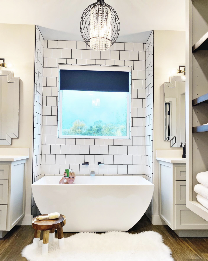 Chandelier Above the Bathtub