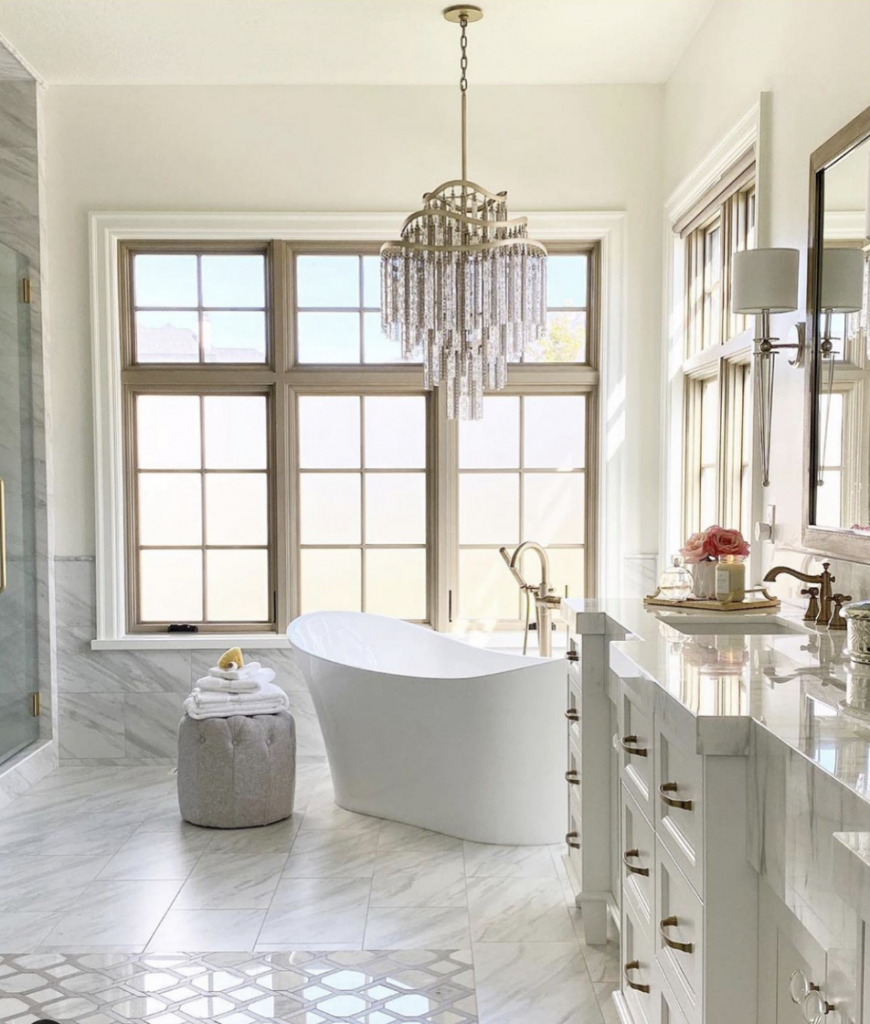 Chandelier Over a Freestanding Tub