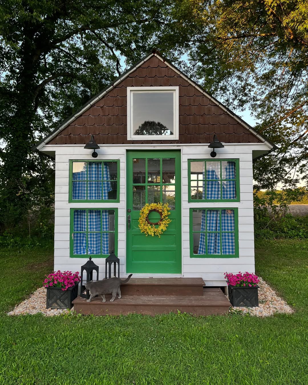 Checkered Curtain Country Shed