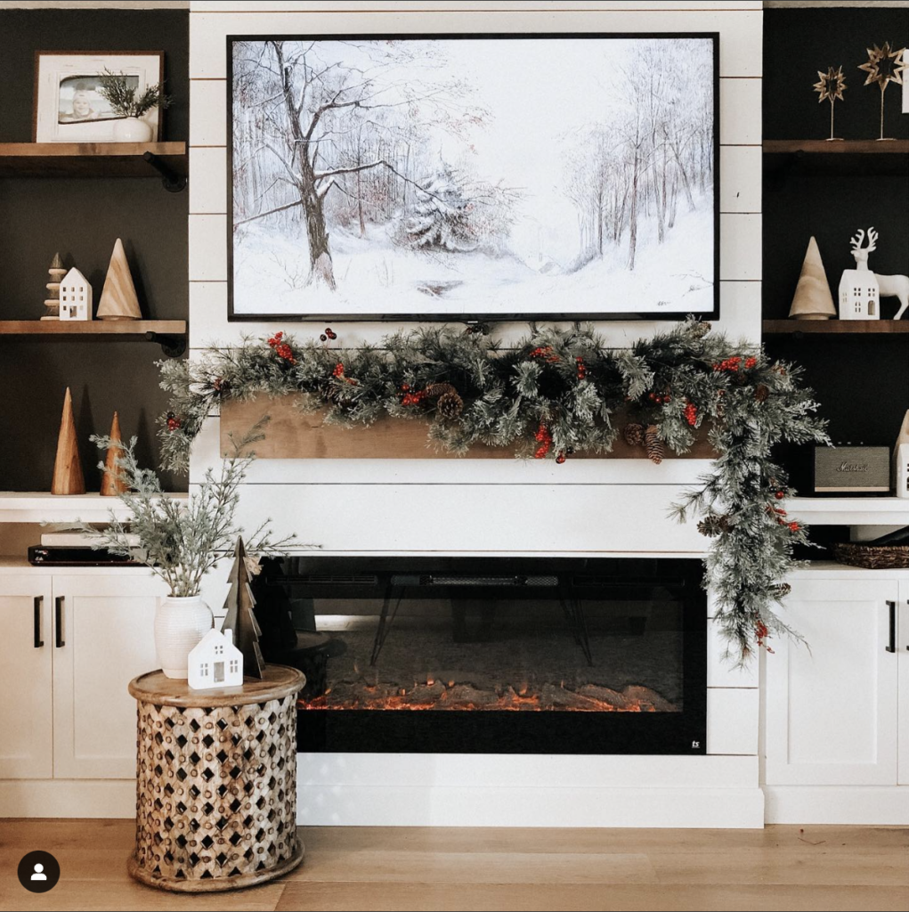 Christmas Artwork Above the Fireplace