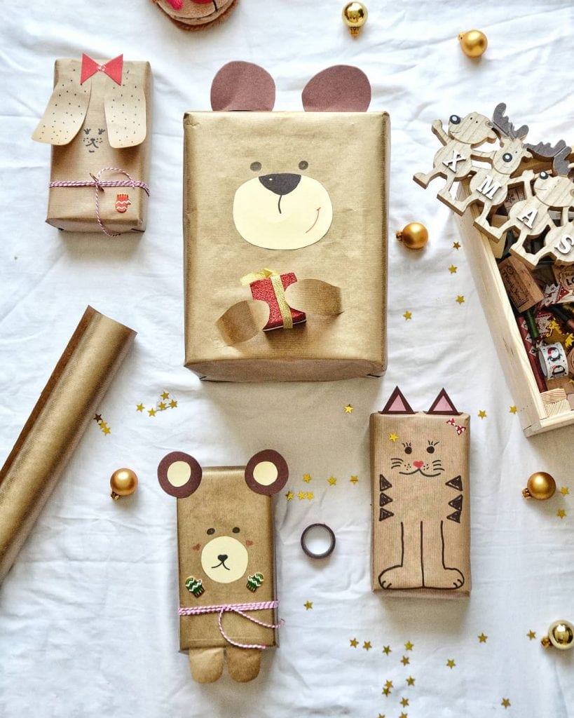 Christmas Gift Wrapping with Metallic Paper