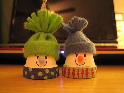 Christmas Snowman Clay Pot
