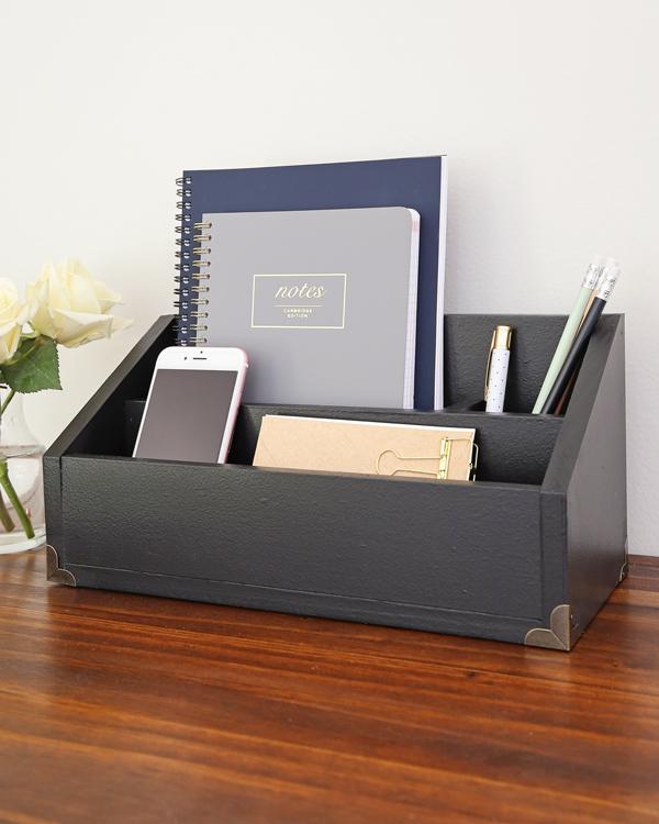 Classic Understated DIY Wood Desk Organizer