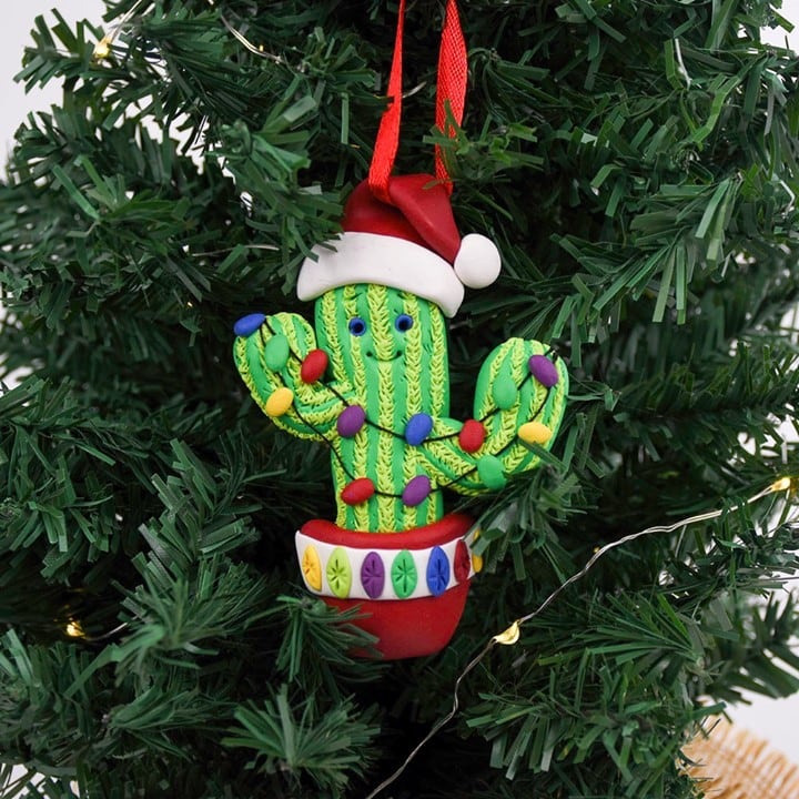 Clay Cactus Christmas Ornament