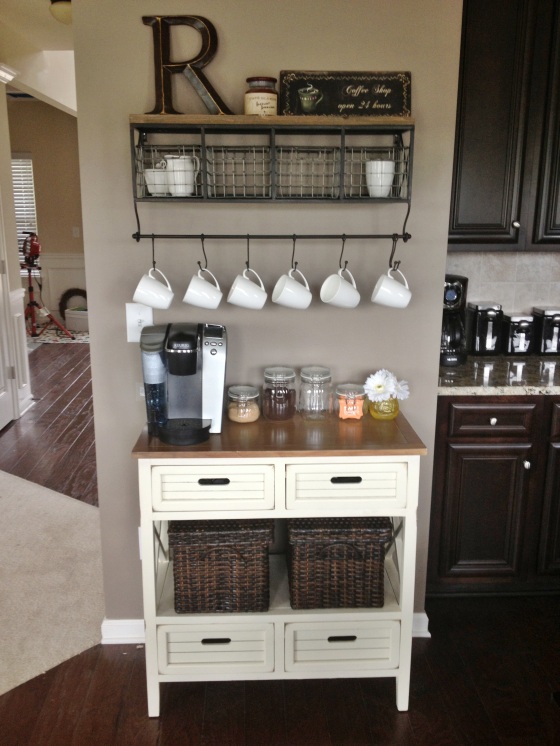 Coffee Bar on a Wire Rack in a Small Space