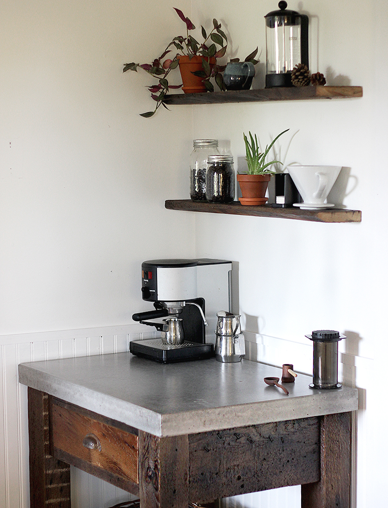 Coffee Bar with Small Floating Shelves