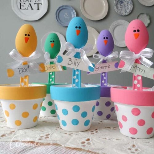 Colorful Easter Chick Table Placeholder