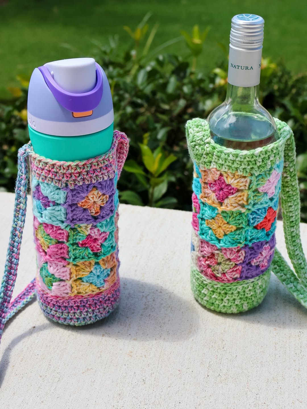 Colorful Granny Square Bottle Holder