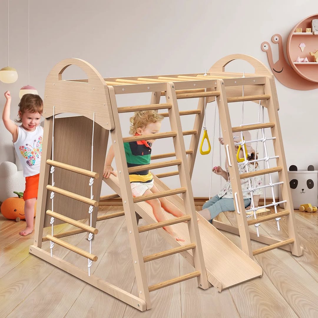 Compact Wooden Indoor Play Gym