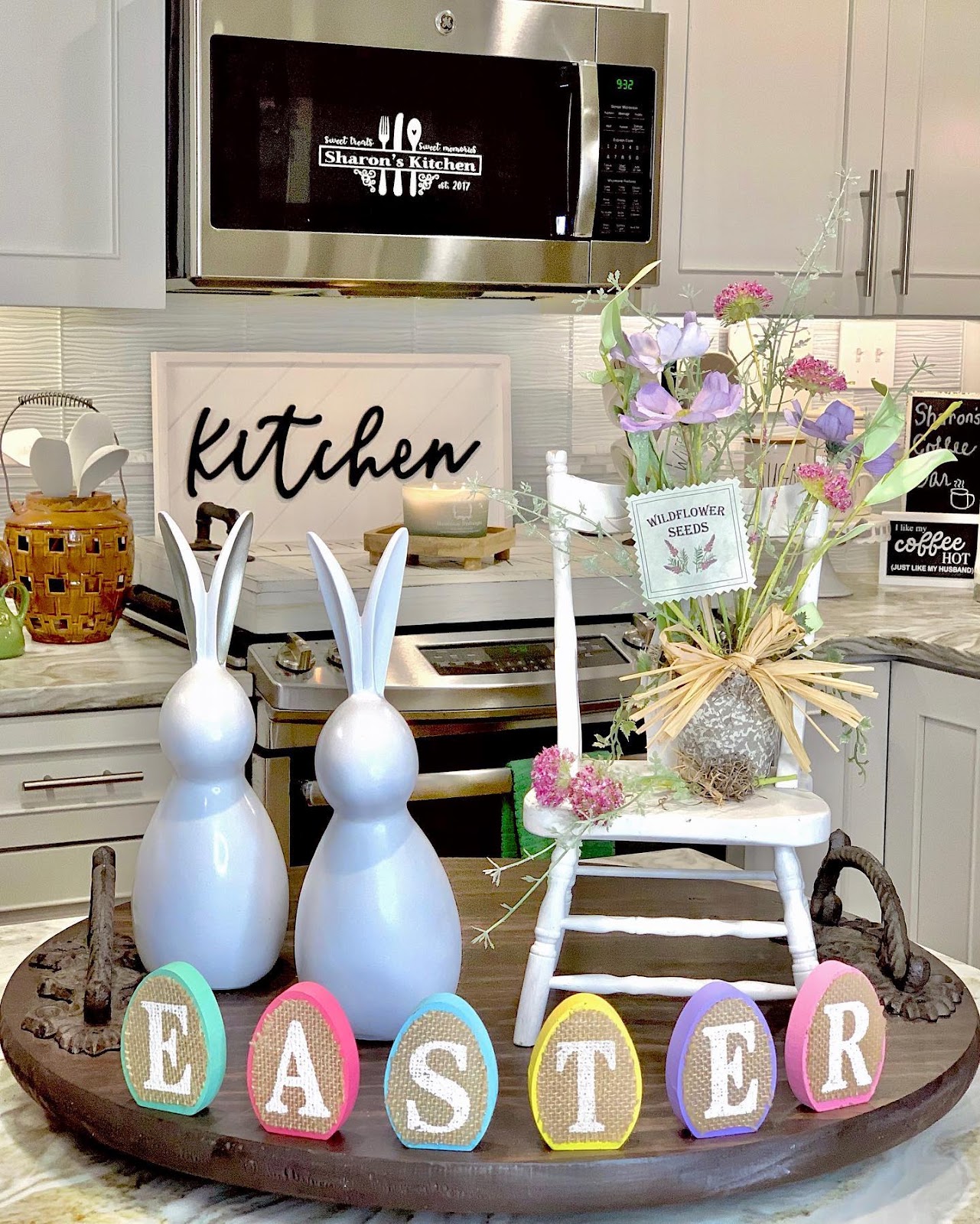 Contemporary Earth-Toned Kitchen Counter Easter Decor