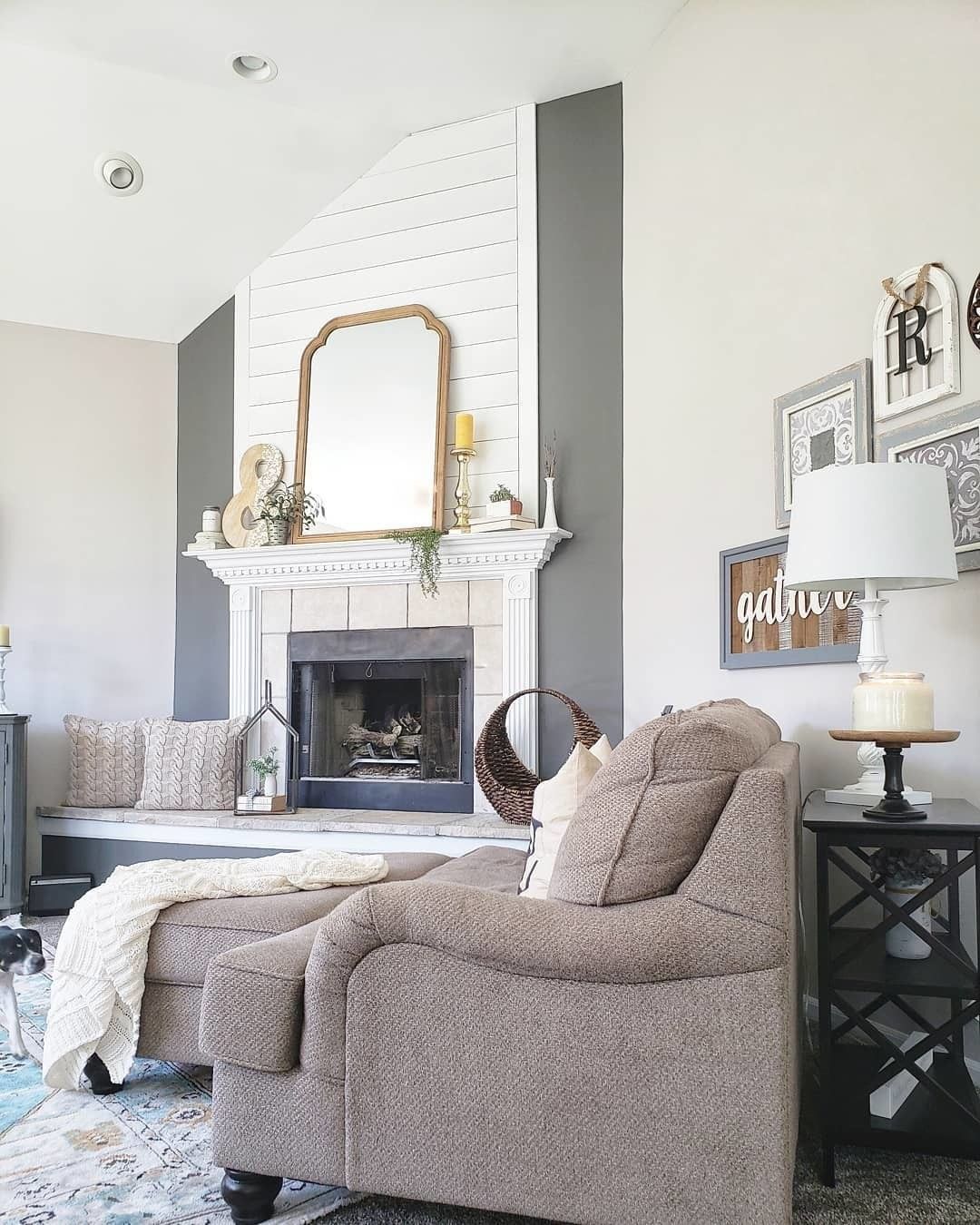 Contrasting Farmhouse Fireplace