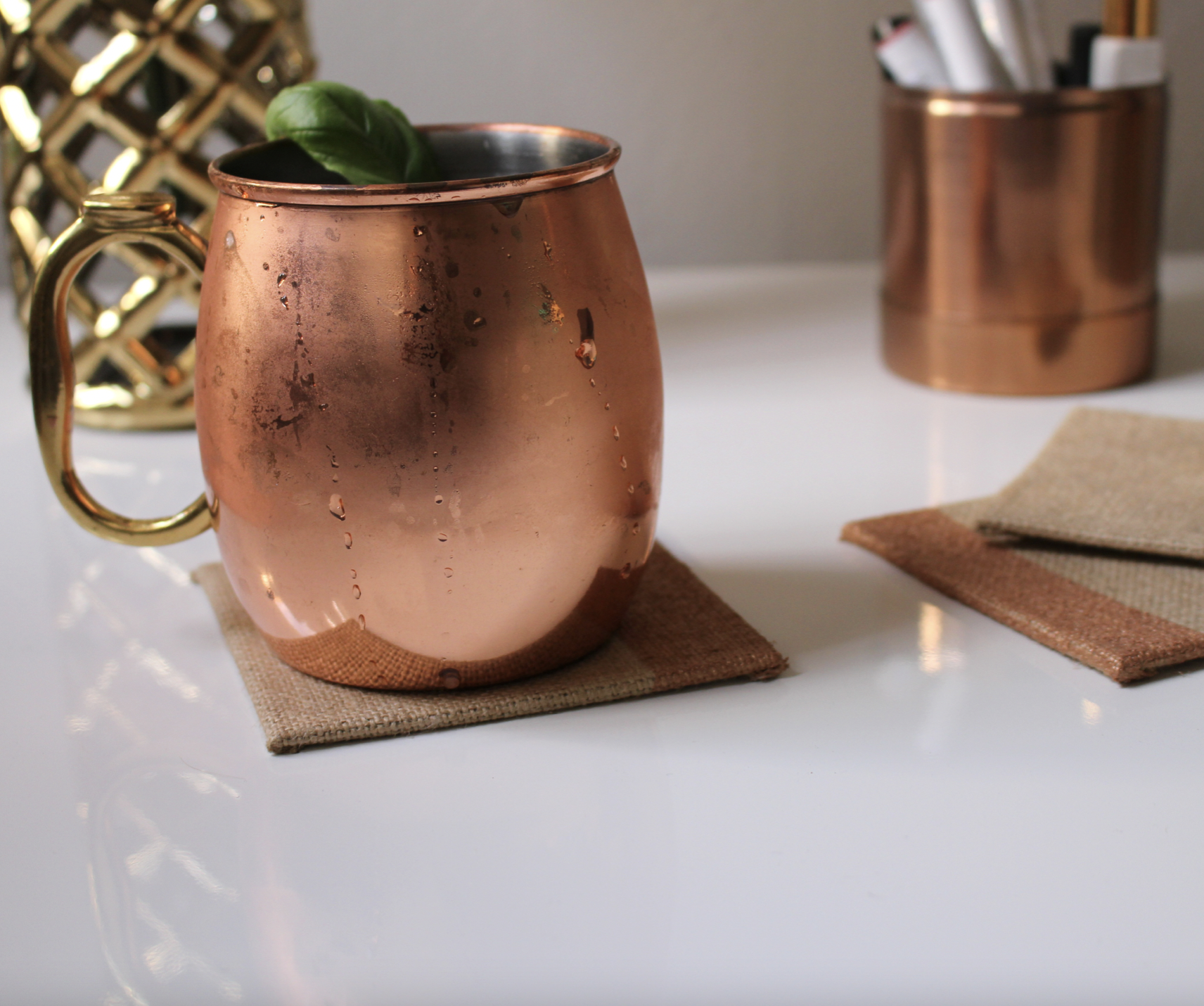 Copper Burlap Coaster Craft