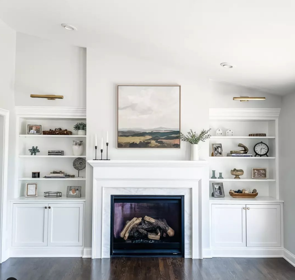 Cornice Fireplace with Side Built-Ins