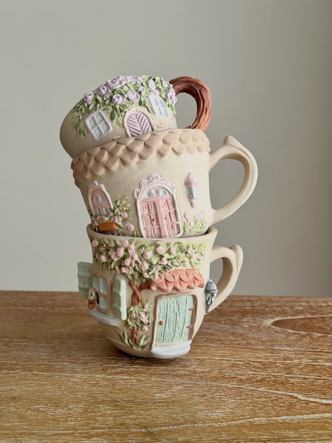 Cottage-Shaped Mug with Pastel Shutters