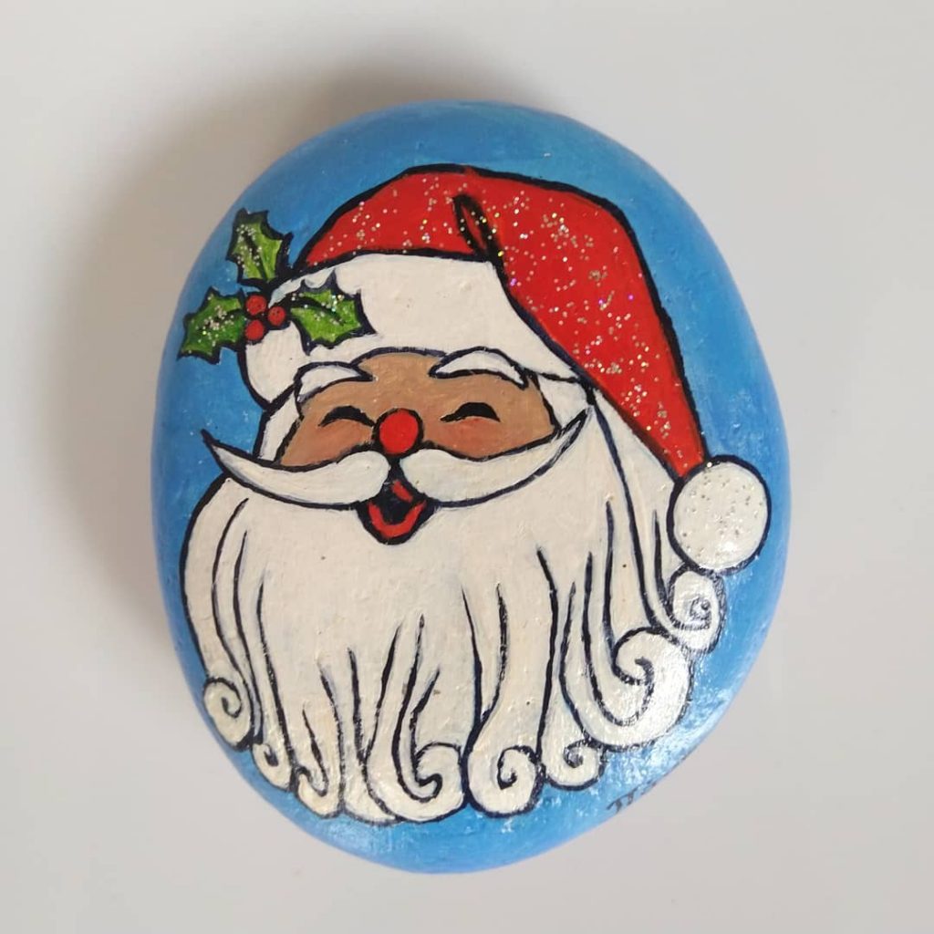 Crazy Santa Painted Rock