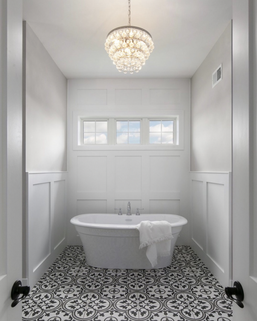 Crystal Chandelier Over the Tub