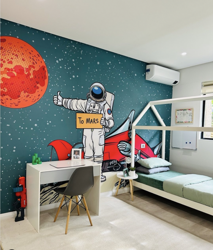 Dark Blue Space Toddler Bedroom