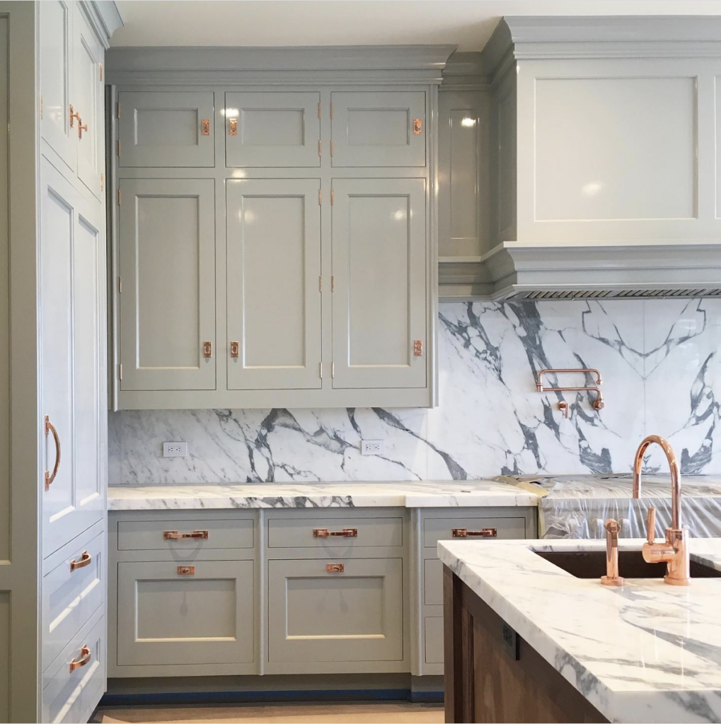 Dark Gray Cabinetry and Rose Gold Hardware