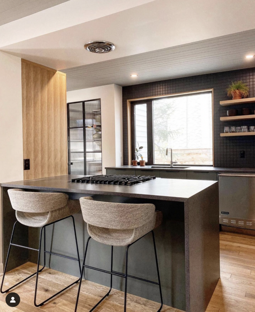 Dark Grey Kitchen With Wooden Accents