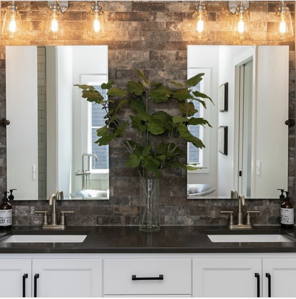 Dark Gray Stone Powder Room