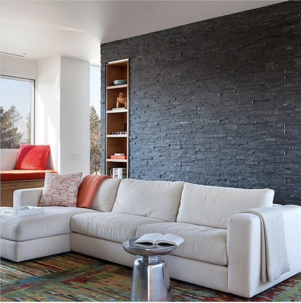 Dark Grey Living Space Stone Wall