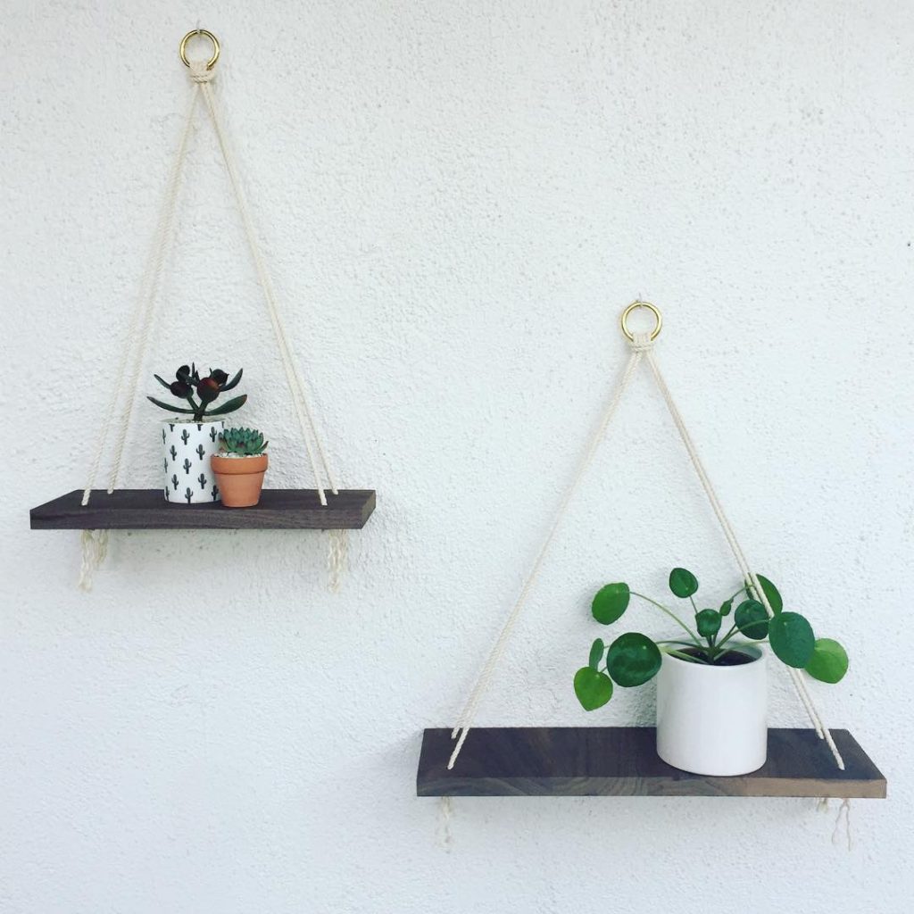 Dark Walnut Twin Hanging Shelves