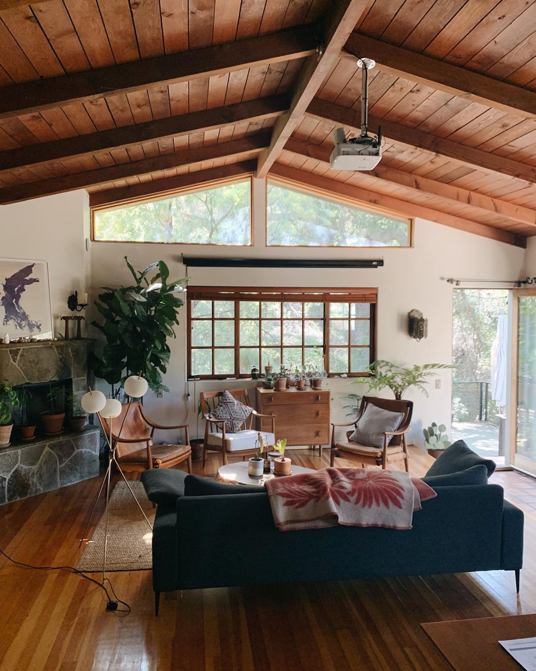 Deep Rich Wood Beam in an Intimate Living Nook