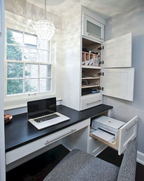 Desk With Pull-Out Printer Drawer