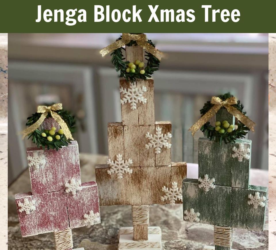 DIY Christmas Trees from Jenga Blocks
