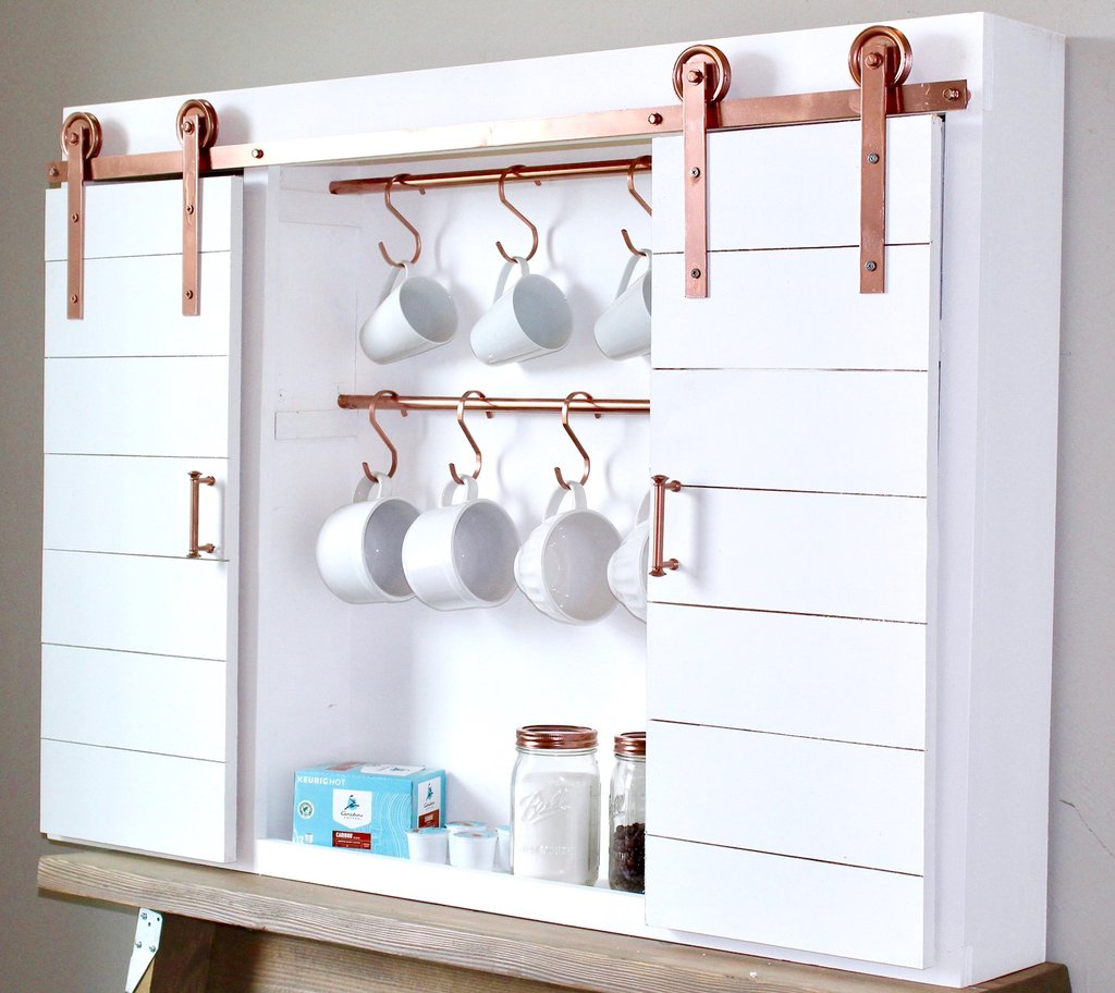 DIY Coffee Nook with a Barn Door for Small Spaces