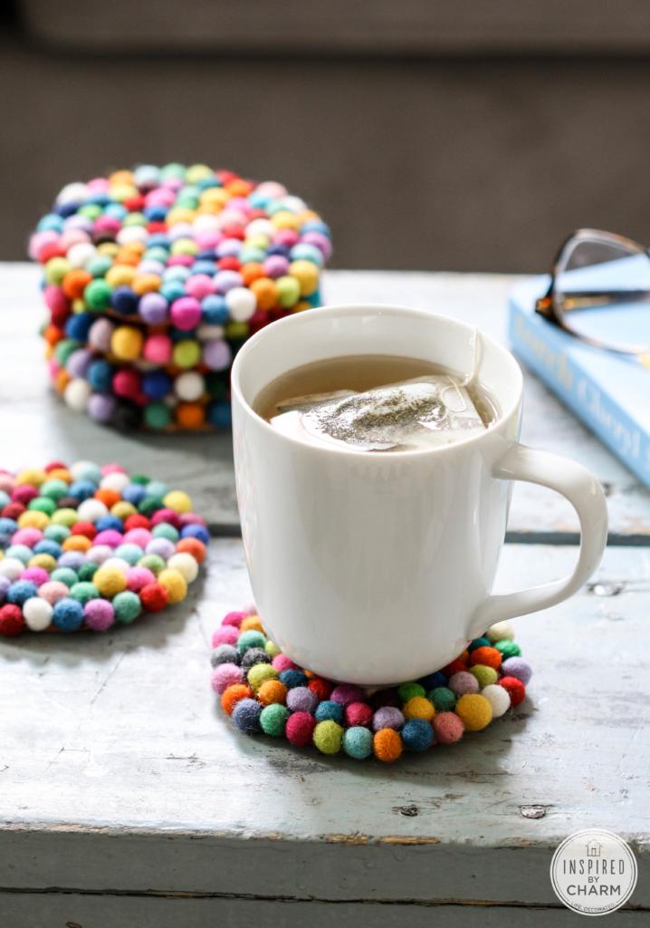 DIY Colorful Wool Felt Ball Coasters