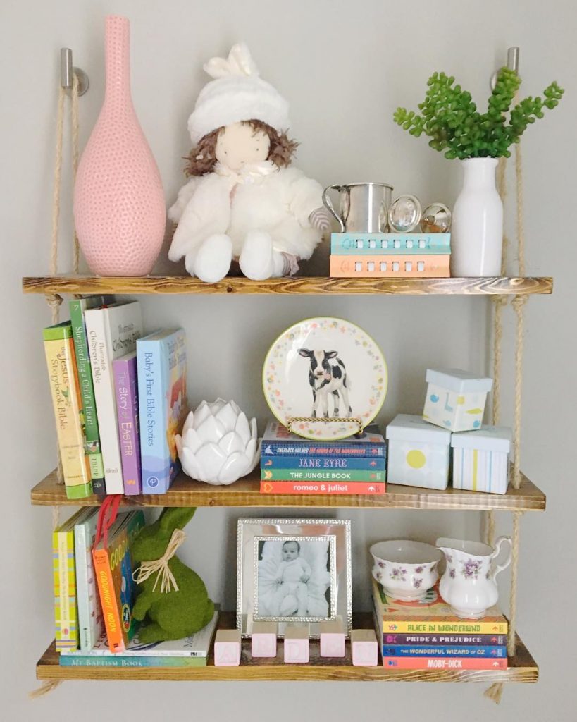 DIY Hanging Bookshelves