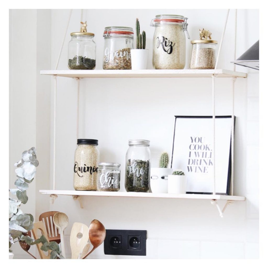 DIY Hanging Kitchen Wall Shelves