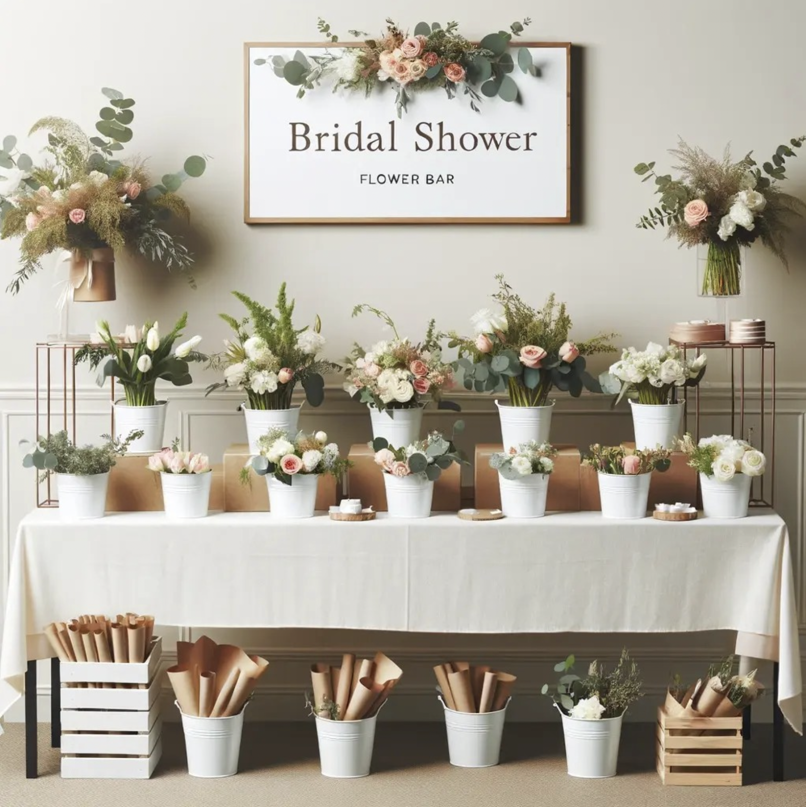 DIY Self-Service Bridal Shower Flower Bar
