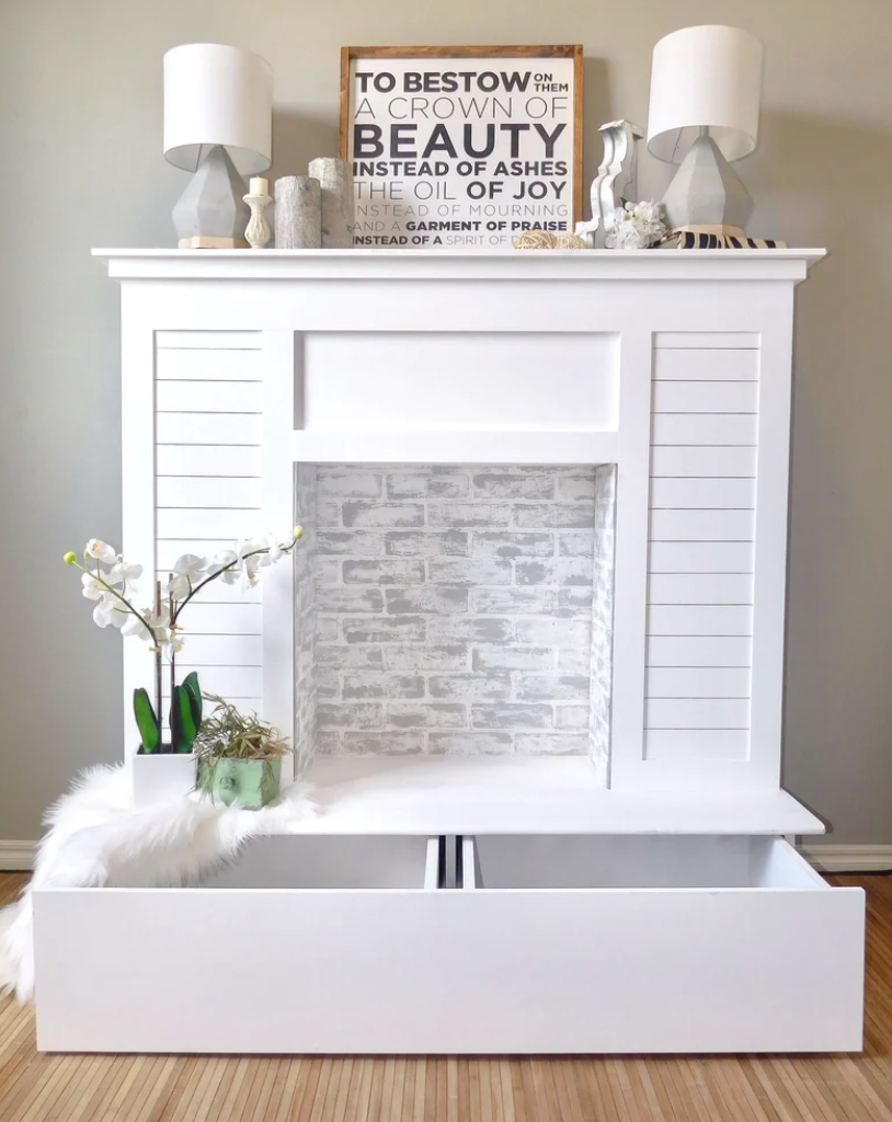 DIY Storage Fireplace