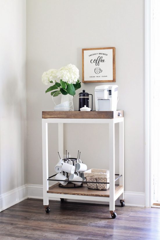 DIY Wheeled Coffee Bar for Small Spaces