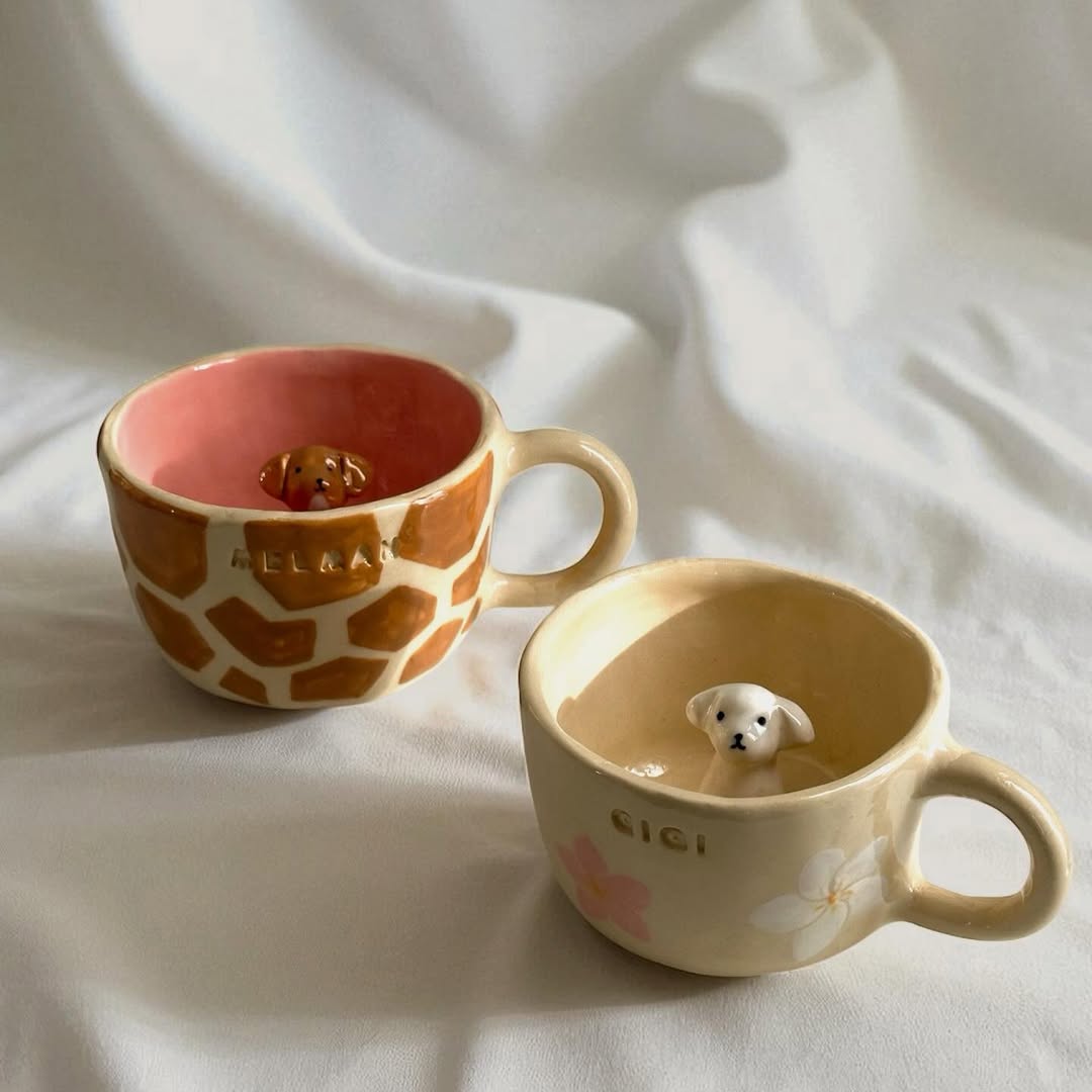 Dog Mugs with Interior Figures