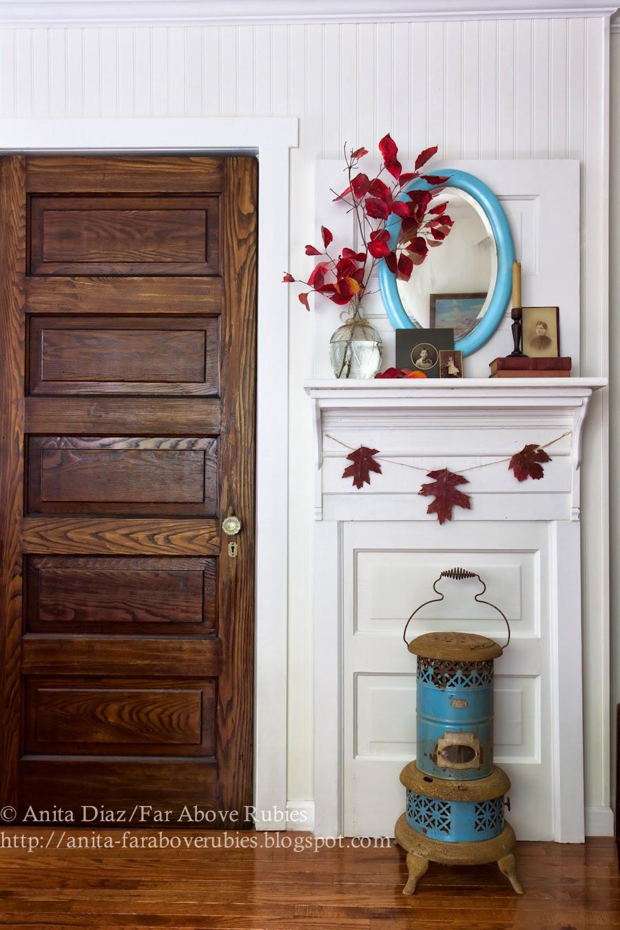 Door Upcycled into a Faux Mantel