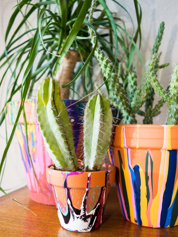 Drip-Painted Garden Pot