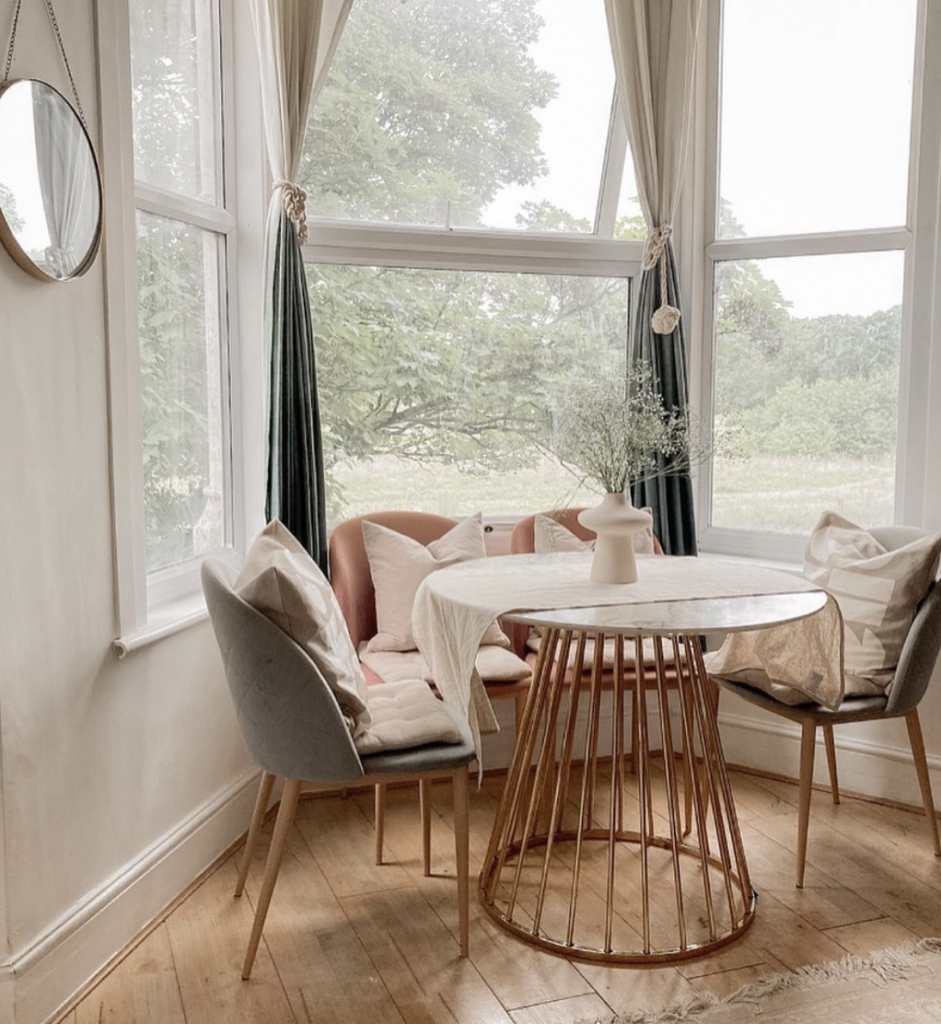 Dual-Shaded Bay Window Treatment