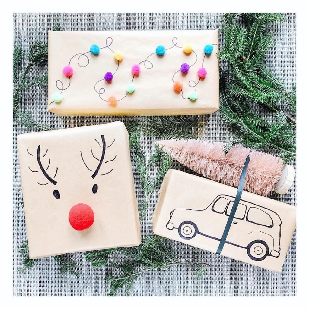 Easy Colorful Christmas Gift Wrap